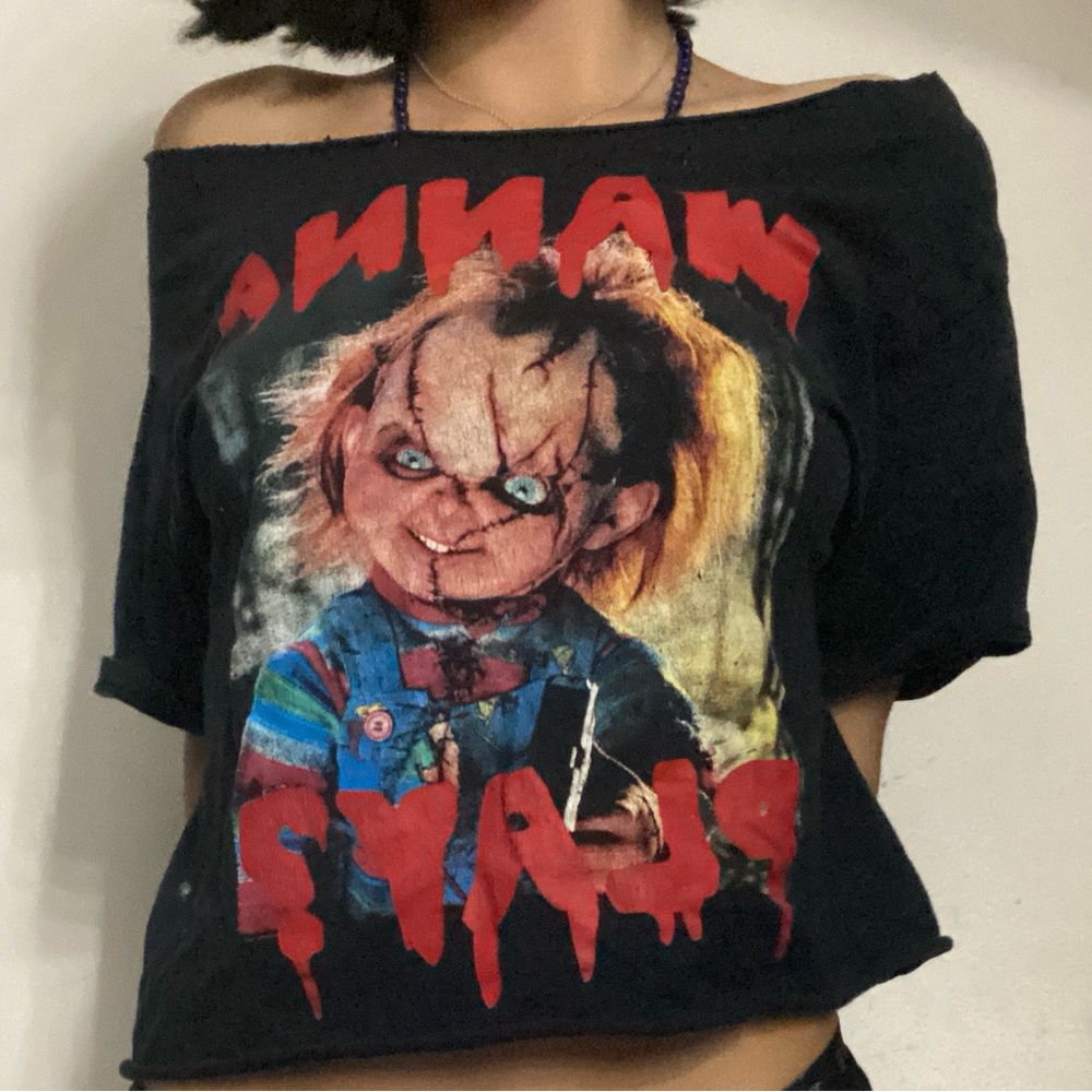 Chucky off the shoulder t shirt